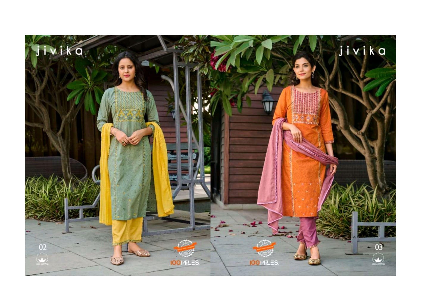 Jivika By 100miles Pure Cotton Kurti With Bottom Dupatta Wholesale Market In Surat